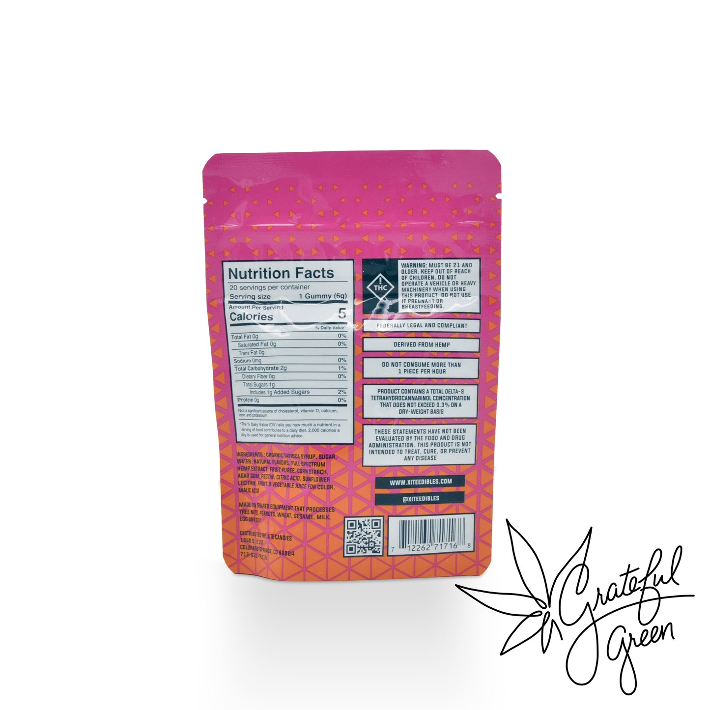 Xite D9/CBD 1:5 Mixed Flavored Gummies / 1200mg total / 20 ct.