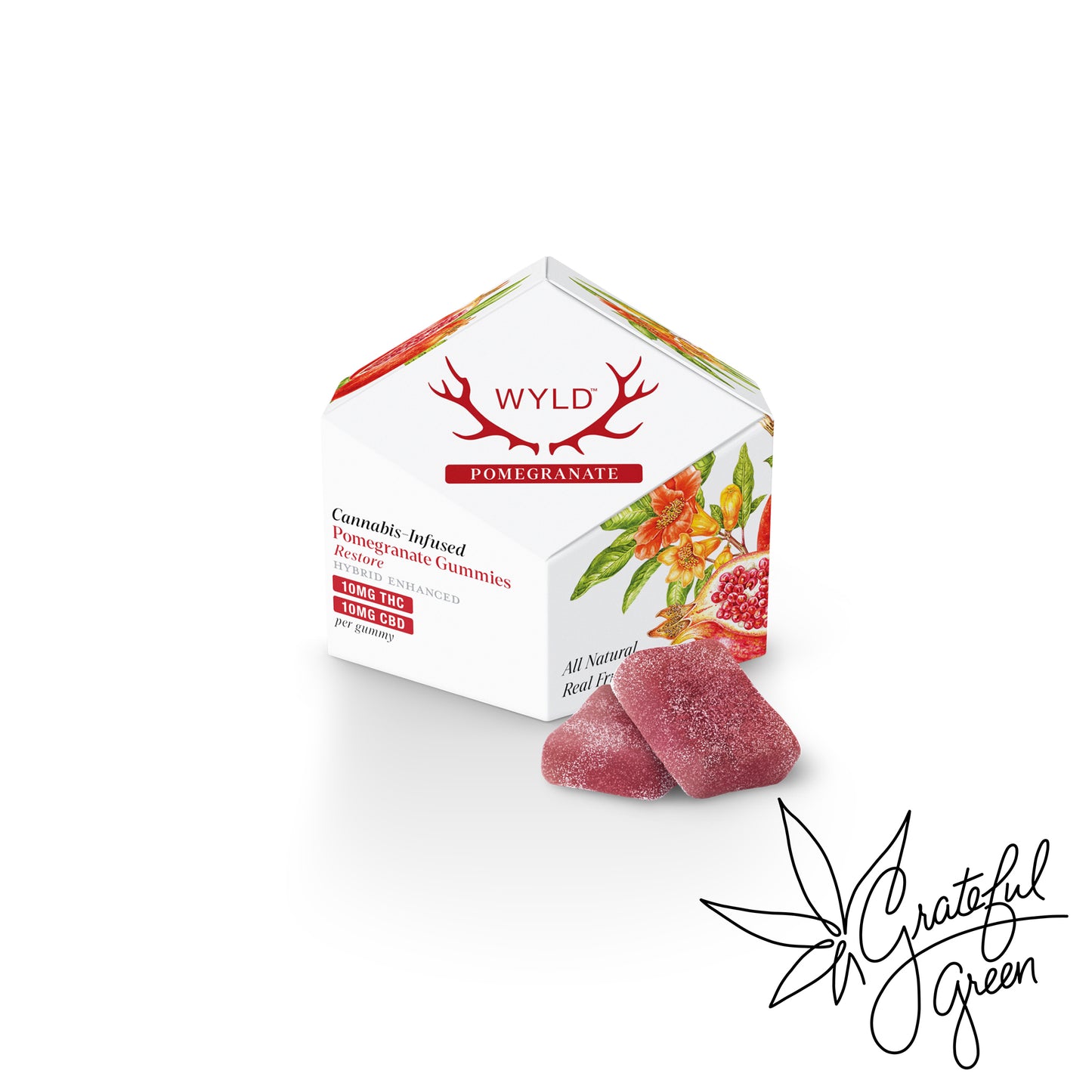 WYLD D9/CBD 1:1 Pomegranate Gummies / 200mg total / 10 ct